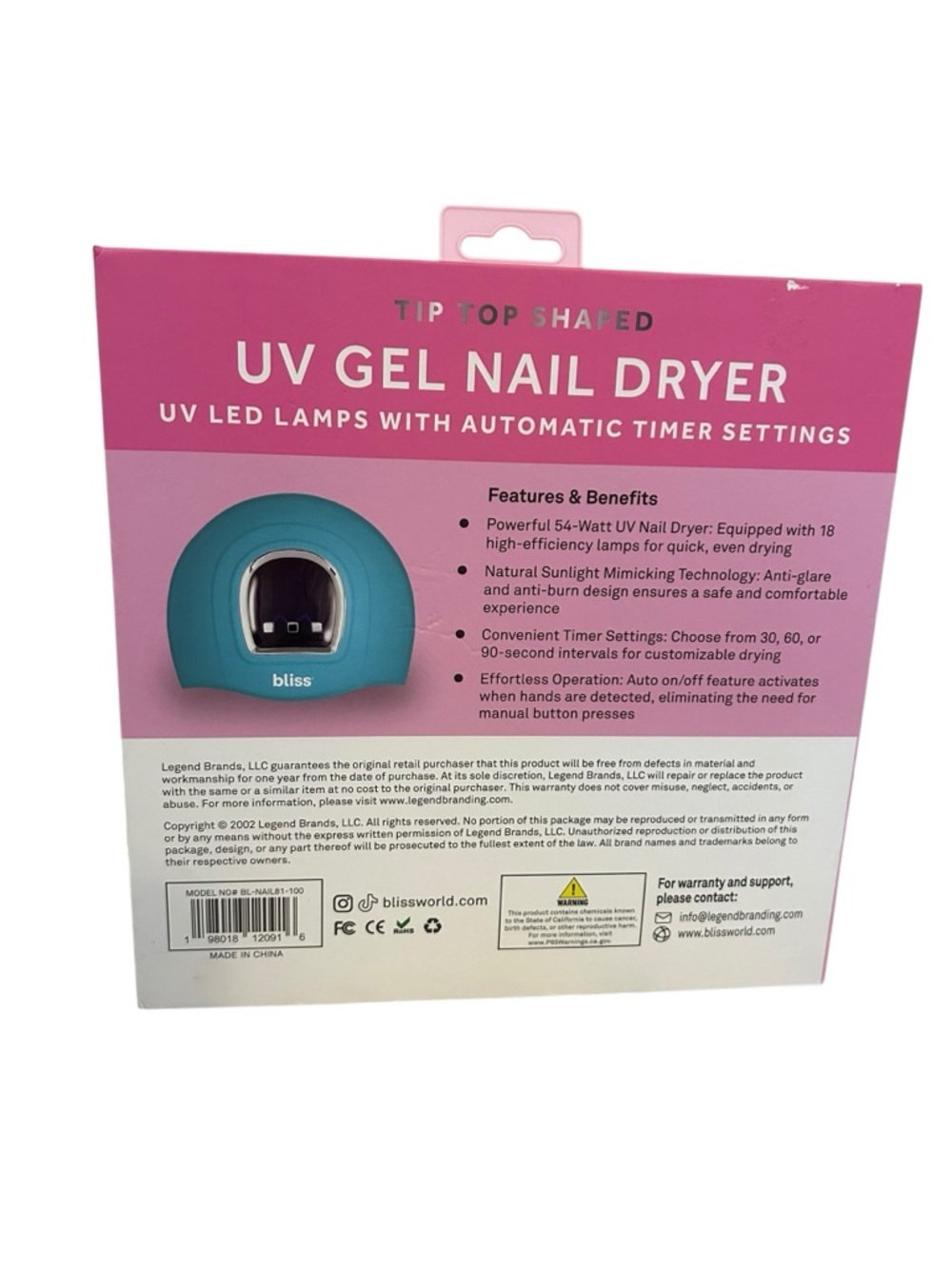 Bliss UV Gel Nail Dryer - Teal color - Picture 3 of 4